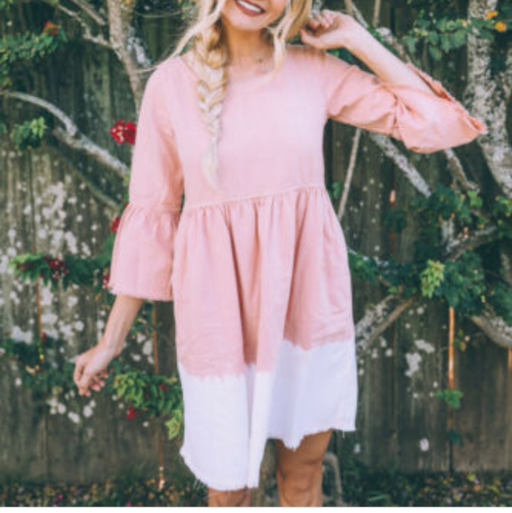 Anthropologie Holding Horses pink and white dip dye dress